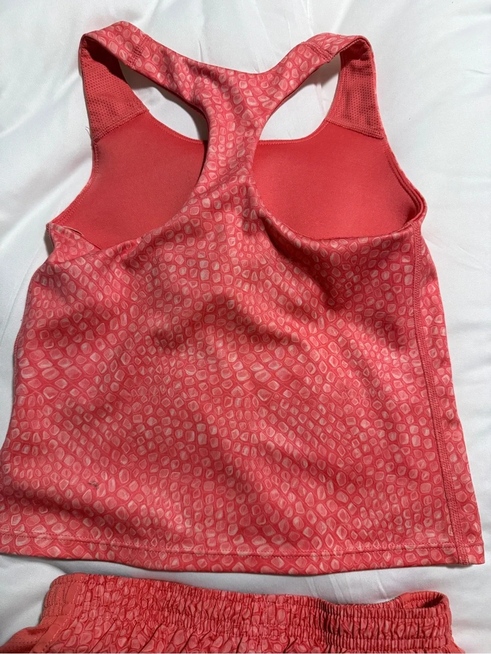 Nike Girls Pink Coral Athletic Tank and Shorts Set